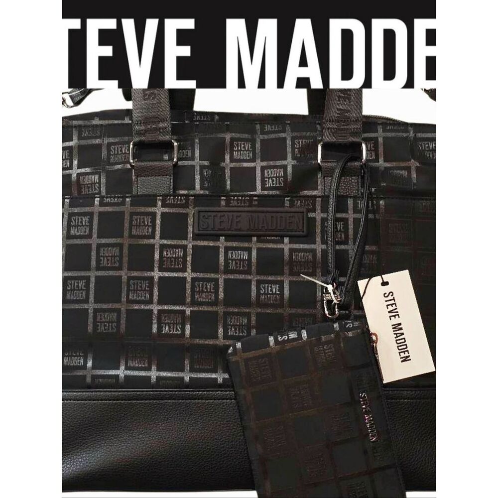 Steve Madden BGymm Monogram Weekender Bag - Black